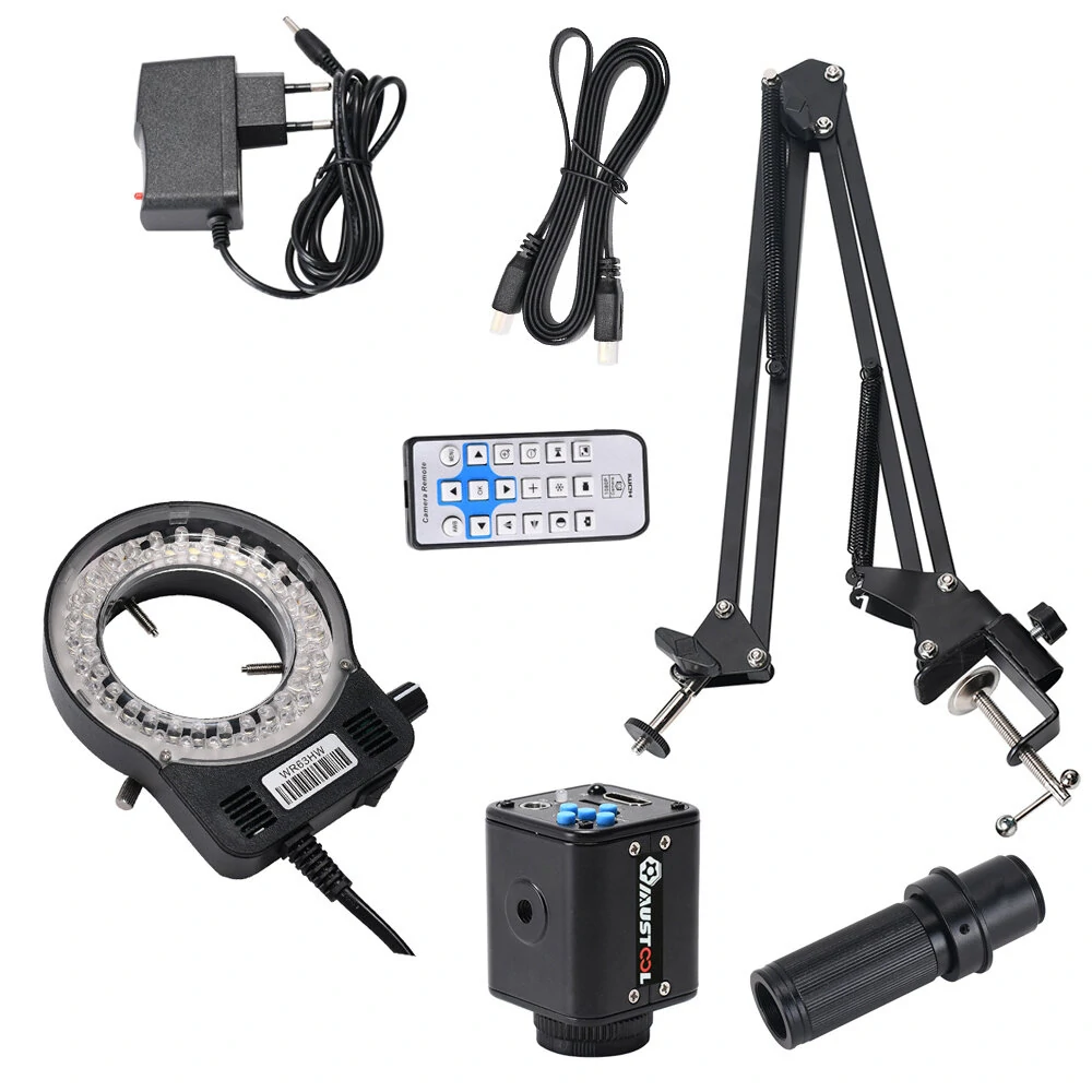 HAYEAR 21MP HDMI Industrial Microscope 1X-130X Zoom 1080P Camera C Mount Lens Remote Control For Digital Image Acquisition