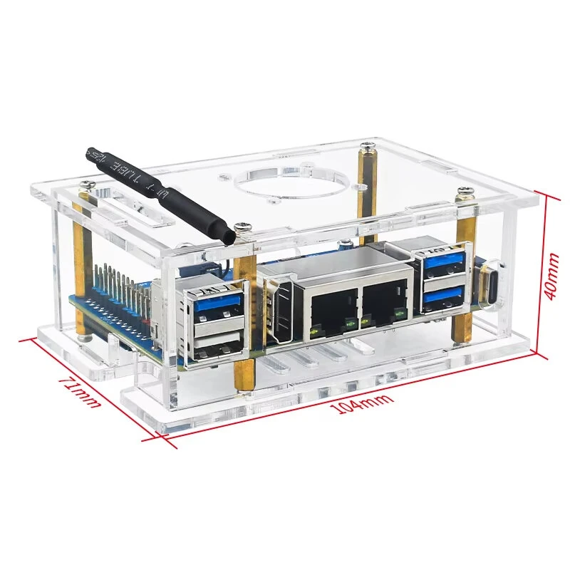 Orange Pi RV2 Acrylic Case Transparent Shell Cooling Fan Optional Copper Heatsinks Protective Box for Single Board Computer