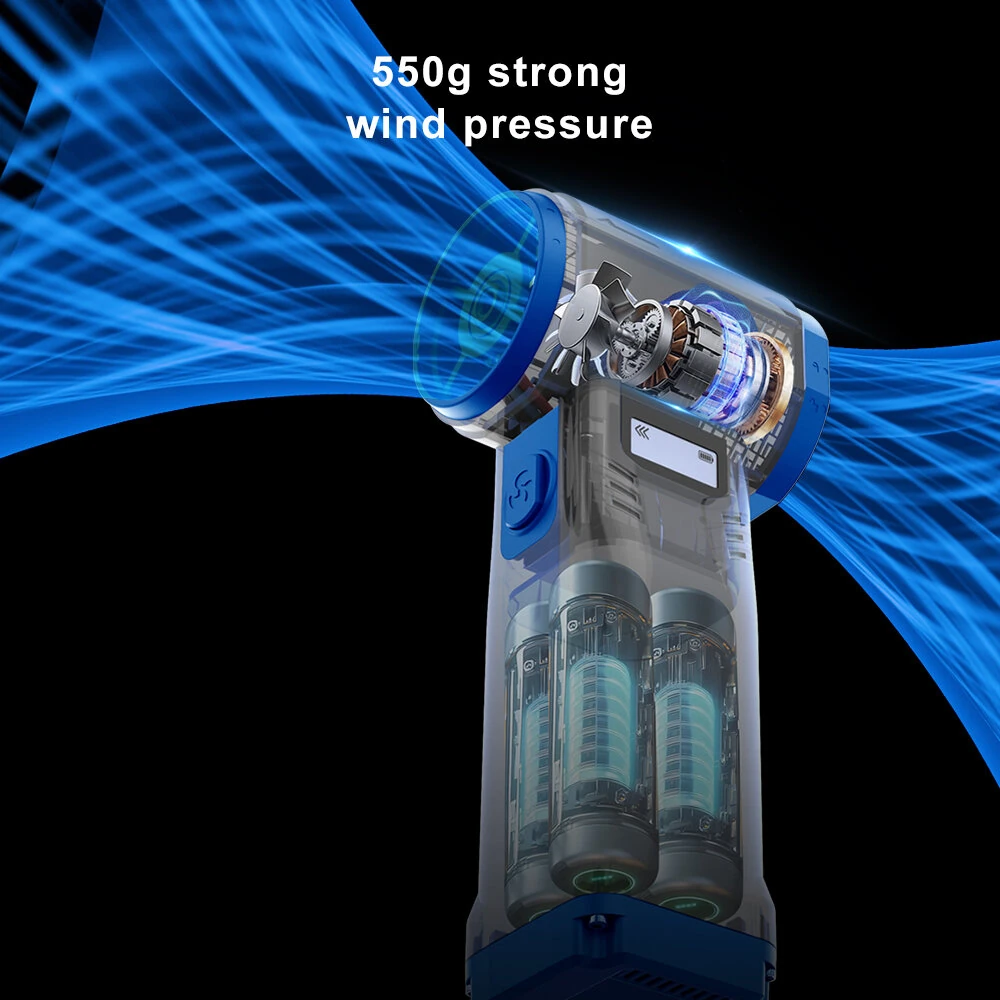 Drillpro G1 Cordless 550g Wind Pressure Turbo Fan 10,000mAh Battery  9 Speed Settings 90,000RPM Brushless Motor Powerful Handheld Air Blower Multi Nozzle