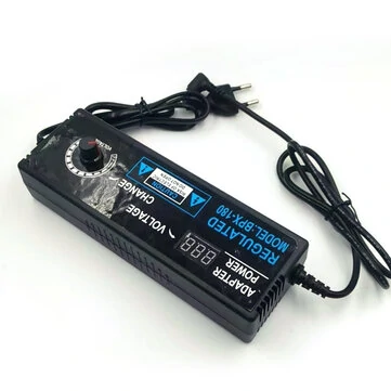 Adjustable Voltage Power Adapter 3-12V10A Universal AC Input Clear Display Screen High Work Efficiency Premium Quality 22-Wire Cable - Universal Plug Options for Global Use