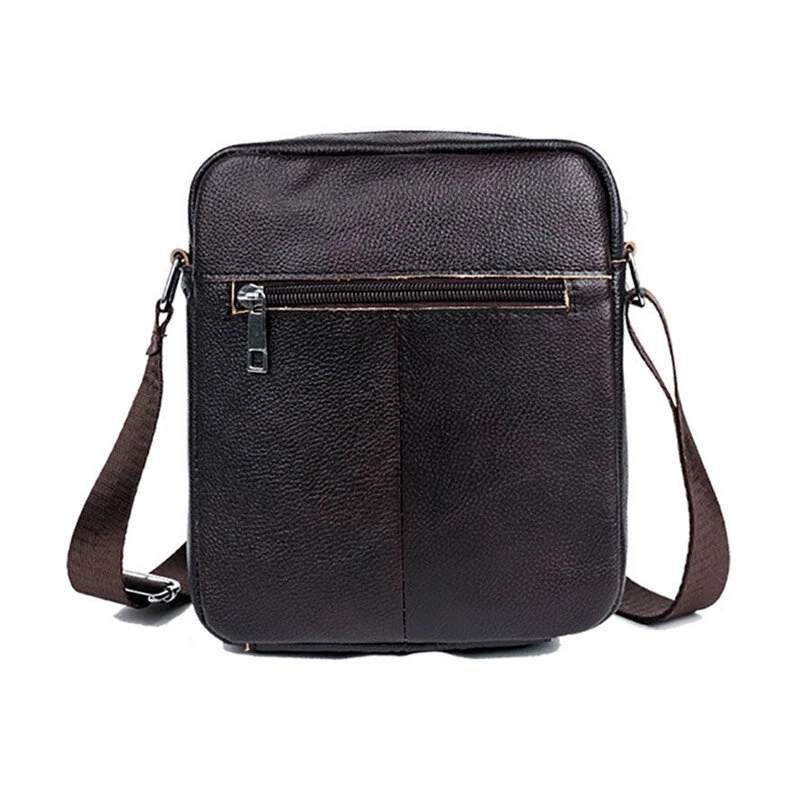 BULLCAPTAIN Genuine Leather Mens Crossbody Bag Compact Messenger Bag Portable Zipper Design Business Casual Fashion Shoulder Bag for Travel Work