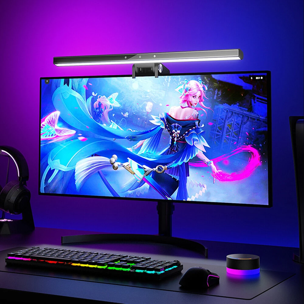 BlitzWolf® BW-CML6 RGB Gaming Monitor Light Bar with Wireless Remote Control, Dynamic Pickup, Stepless Dimming/Color Temperature, Dual Light Source, Asymmetric Optical Design Eye Protection Anti-Glare for Home Office PC Computer