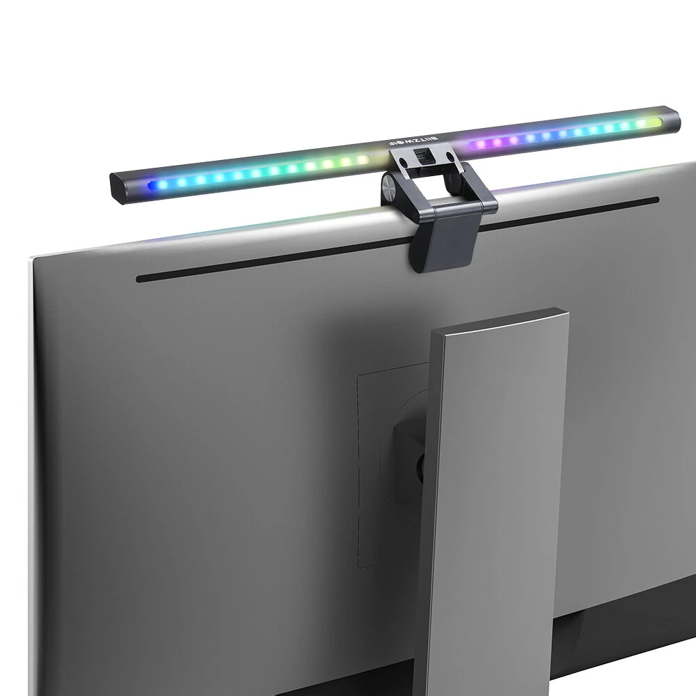 BlitzWolf® BW-CML6 RGB Gaming Monitor Light Bar with Wireless Remote Control, Dynamic Pickup, Stepless Dimming/Color Temperature, Dual Light Source, Asymmetric Optical Design Eye Protection Anti-Glare for Home Office PC Computer
