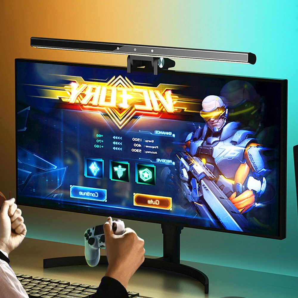 BlitzWolf® BW-CML6 RGB Gaming Monitor Light Bar with Wireless Remote Control, Dynamic Pickup, Stepless Dimming/Color Temperature, Dual Light Source, Asymmetric Optical Design Eye Protection Anti-Glare for Home Office PC Computer