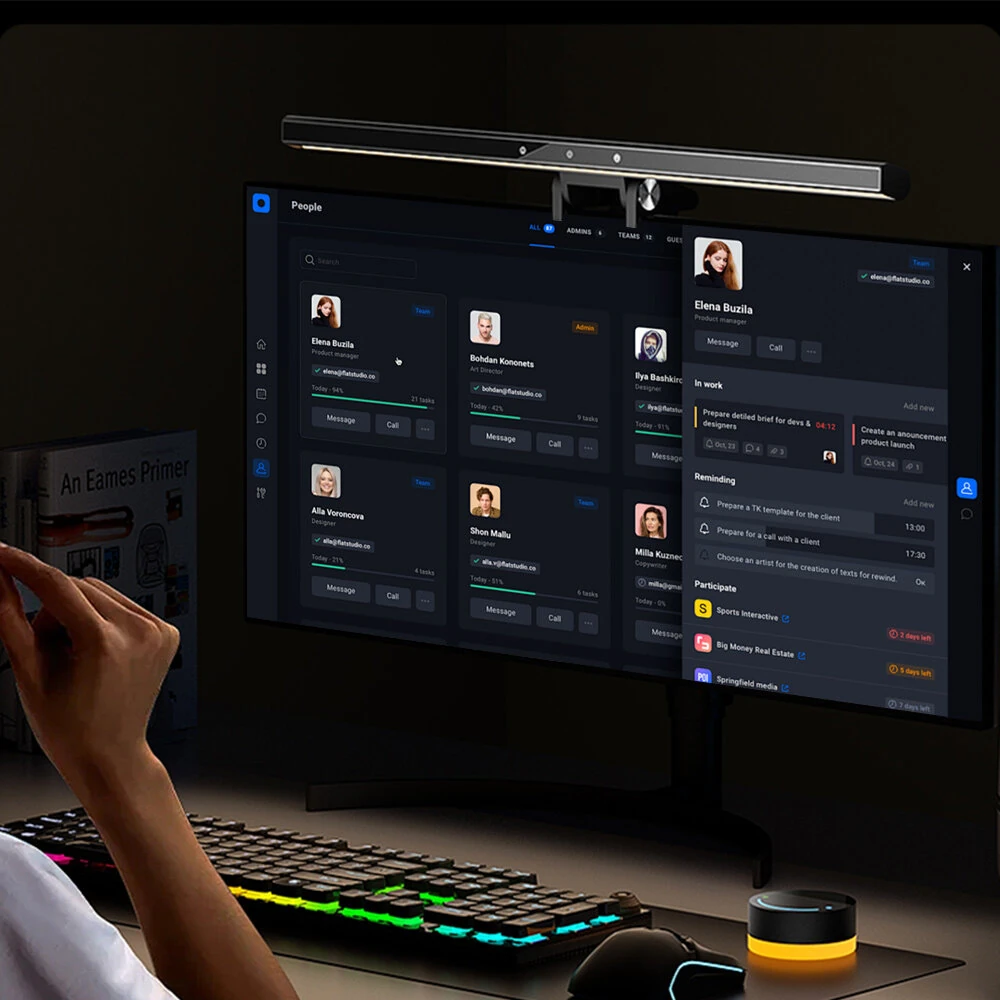 BlitzWolf® BW-CML6 RGB Gaming Monitor Light Bar with Wireless Remote Control, Dynamic Pickup, Stepless Dimming/Color Temperature, Dual Light Source, Asymmetric Optical Design Eye Protection Anti-Glare for Home Office PC Computer
