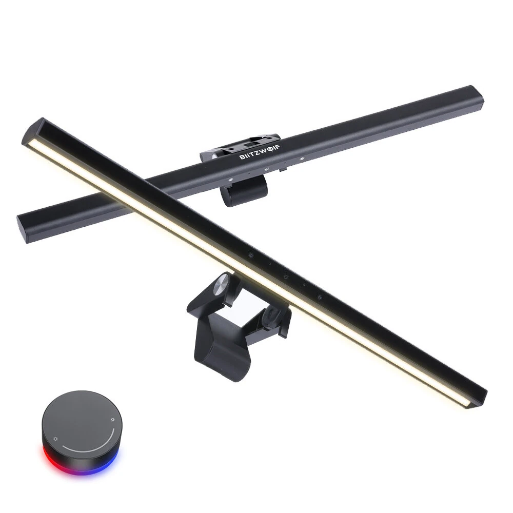 BlitzWolf® BW-CML6 RGB Gaming Monitor Light Bar with Wireless Remote Control, Dynamic Pickup, Stepless Dimming/Color Temperature, Dual Light Source, Asymmetric Optical Design Eye Protection Anti-Glare for Home Office PC Computer