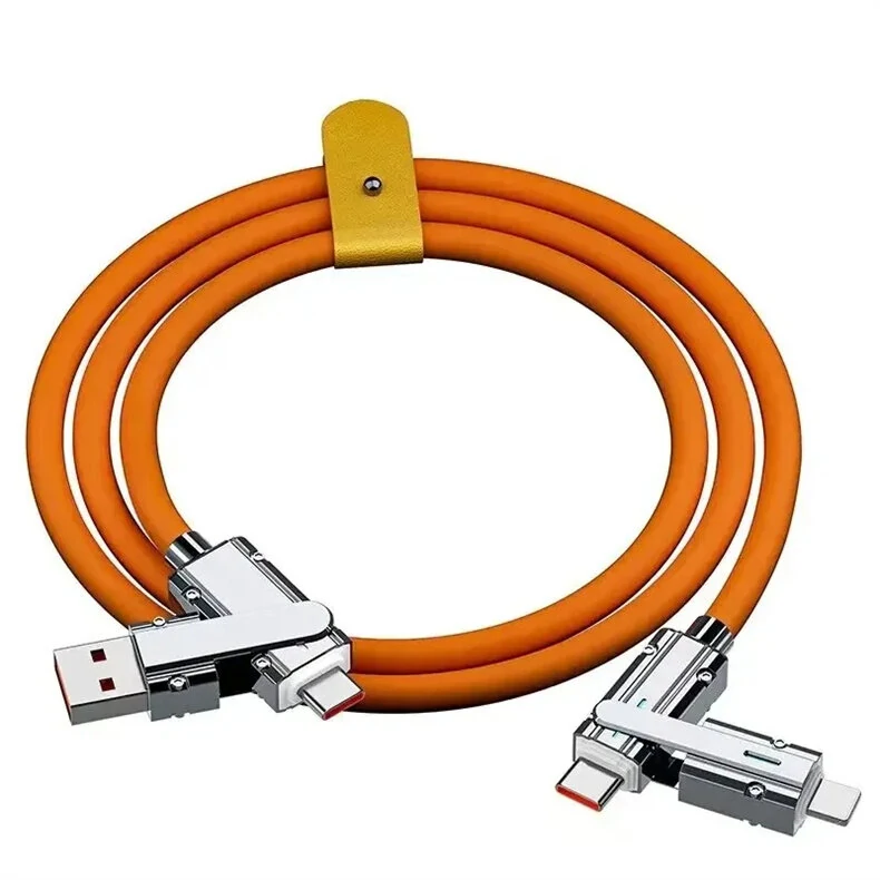 4-in-1 120W USB-A/Type-C to iP/Type-C Cable Fast Charging Data Transmission Copper Core Line 1M/1.5M Long for iPhone 15 14 13 for Samsung Galaxy S24 for Huawei Pura 70 Ultra for Xiaomi Civi 4Pro
