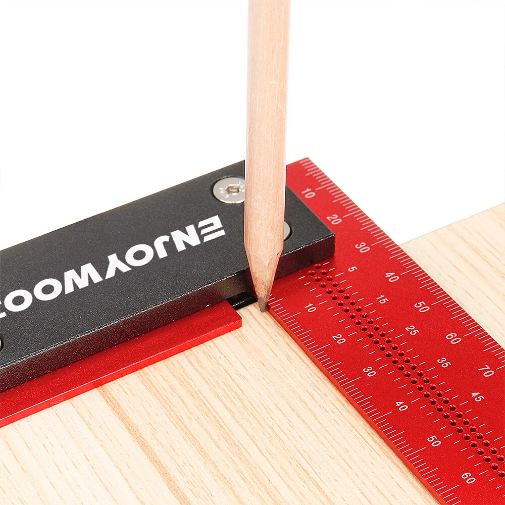 ENJOYWOOD 100mm/4Inch Aluminum Alloy Woodworking Ruler Precision Square Right Angle Ruler Guaranteed T Speed Measurements Ruler for Measuring