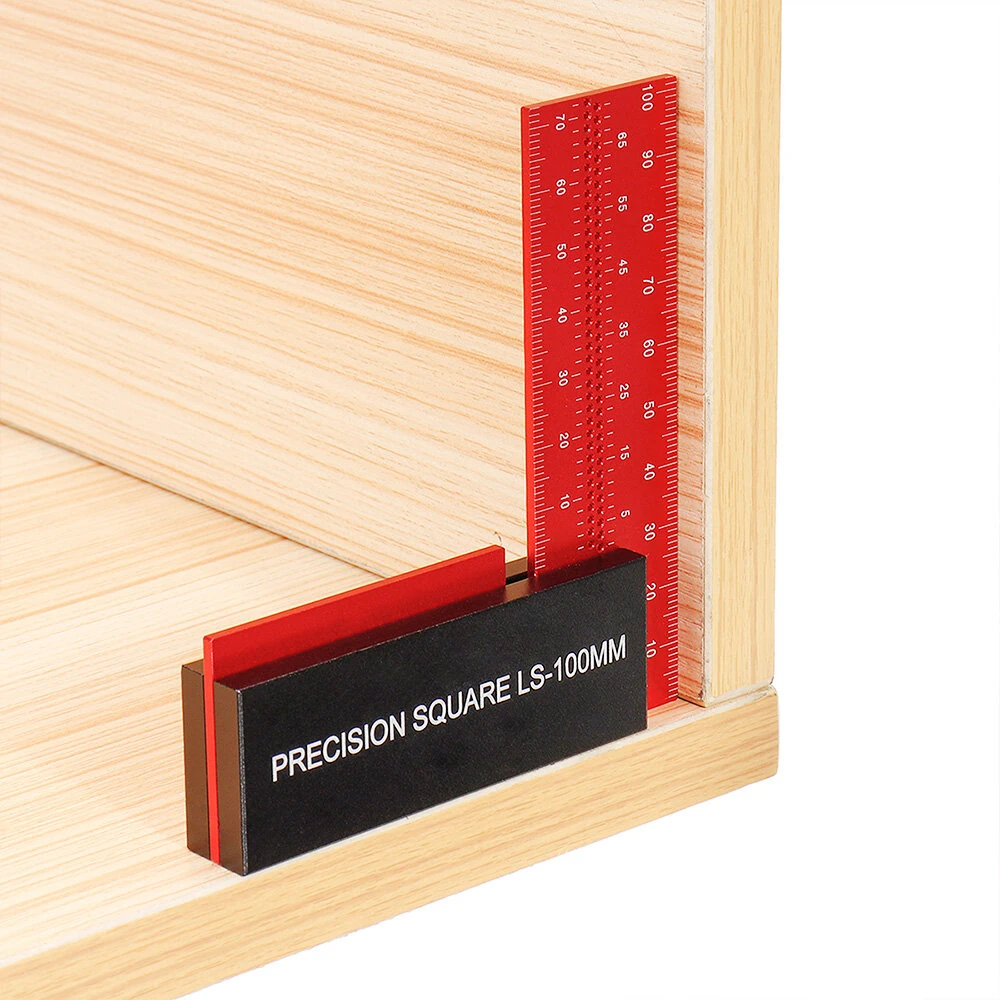 ENJOYWOOD 100mm/4Inch Aluminum Alloy Woodworking Ruler Precision Square Right Angle Ruler Guaranteed T Speed Measurements Ruler for Measuring