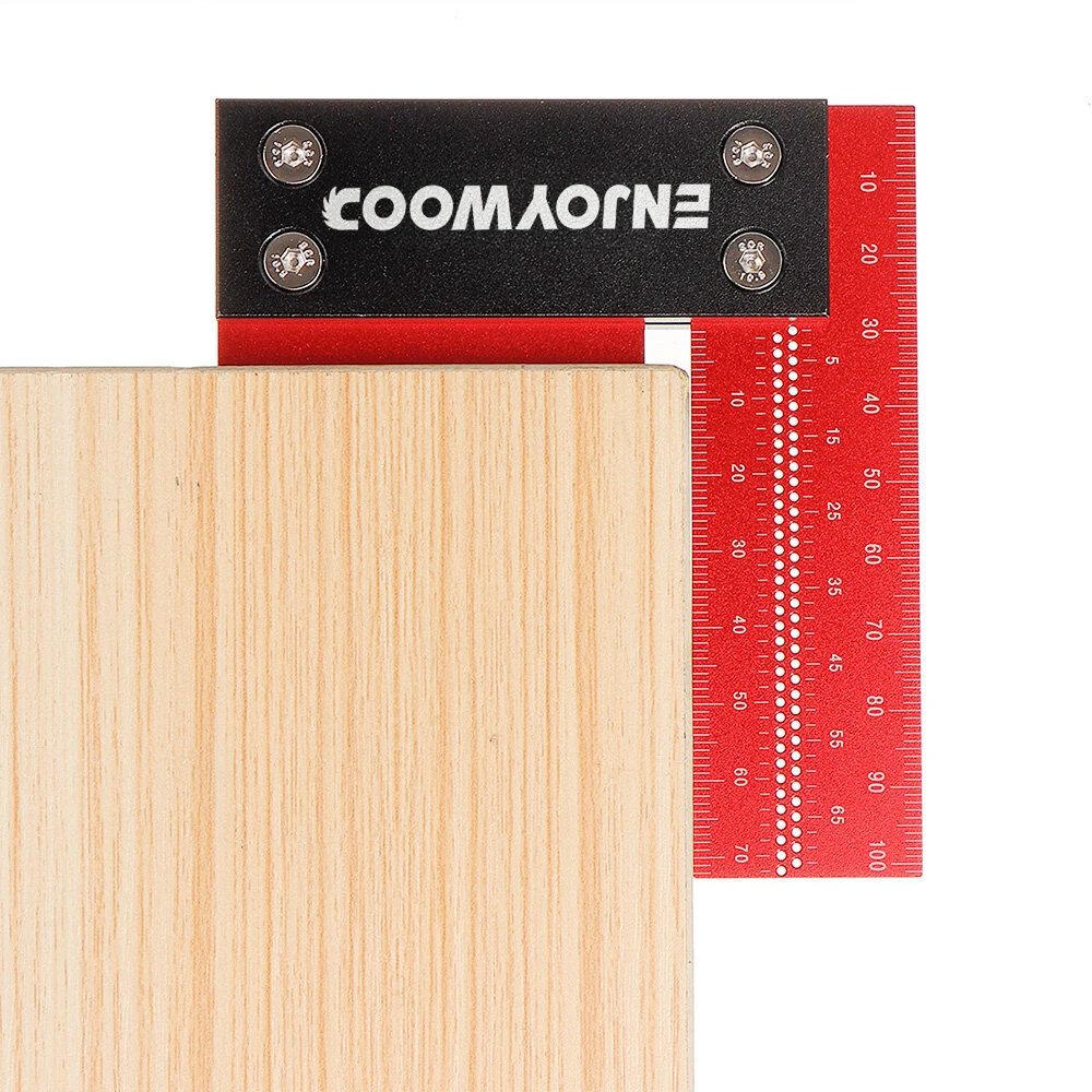 ENJOYWOOD 100mm/4Inch Aluminum Alloy Woodworking Ruler Precision Square Right Angle Ruler Guaranteed T Speed Measurements Ruler for Measuring