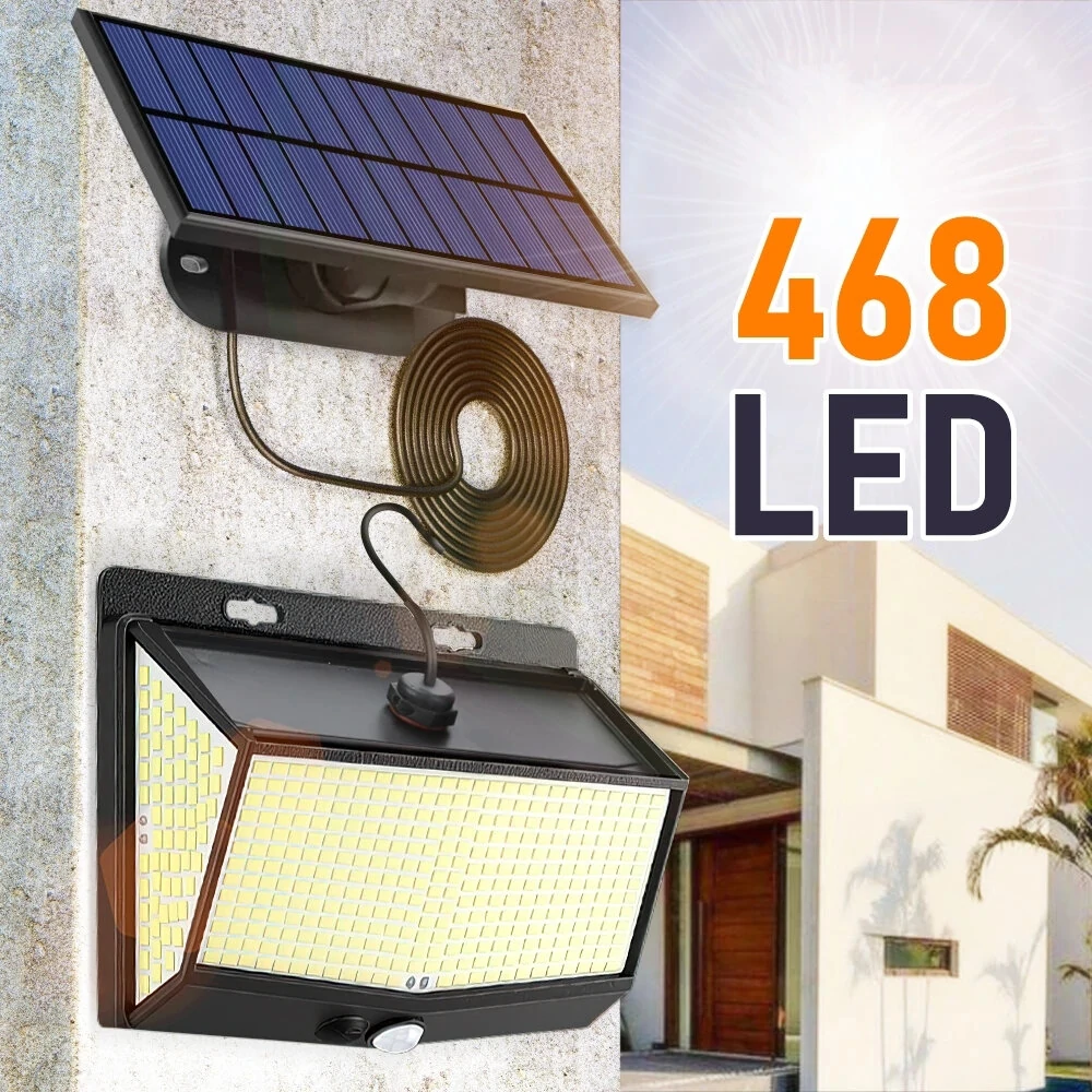 Elfeland 468 LED Super Bright Outdoor Solar Lamp Waterproof 3 Modes Motion Sensor Human Induction Solar Garden Light Yard Garage Lights