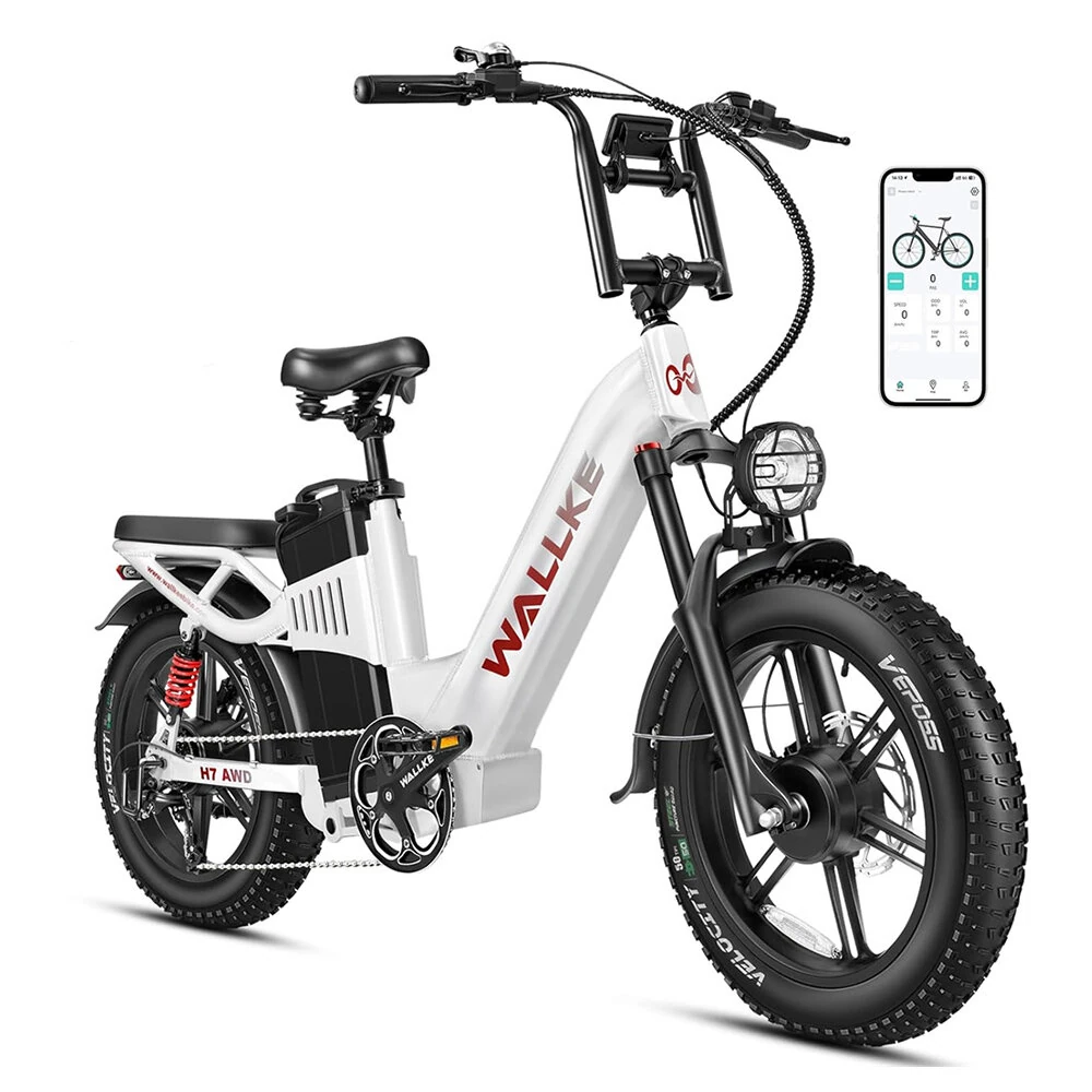 [EU Direct] WALLKE H7 AWD Electric Bike 48V 60AH SamsungBattery Cell 1000W*2 Dual Motors 20inch Tires 320KM Max Mileage 180KG Max Load  Electric Bicycle