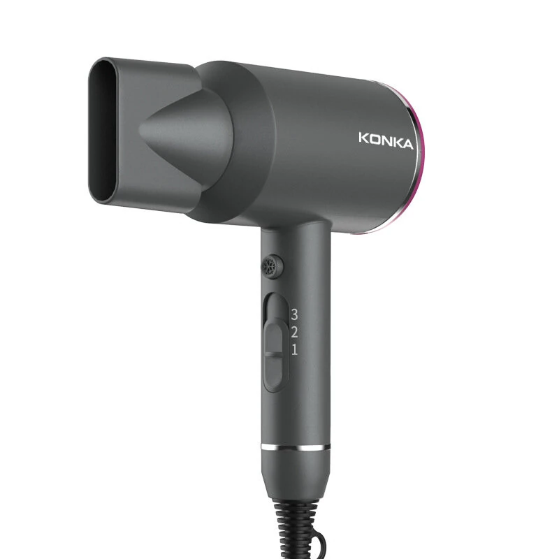 KONKA KG-1601 Hair Dryer 1600W 3 Drying Modes with Focused Airflow Nozzle Detachable Rear Cover 220V
