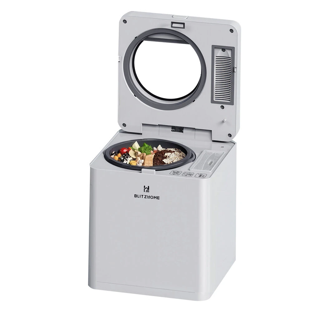 BlitzHome® HQD-260-Plus Compact Kitchen Waste Composter 2.5L with Visible & Odor-Free Design 3 Modes Quiet Operation Rapid Food Waste to Fertilizer Conversion