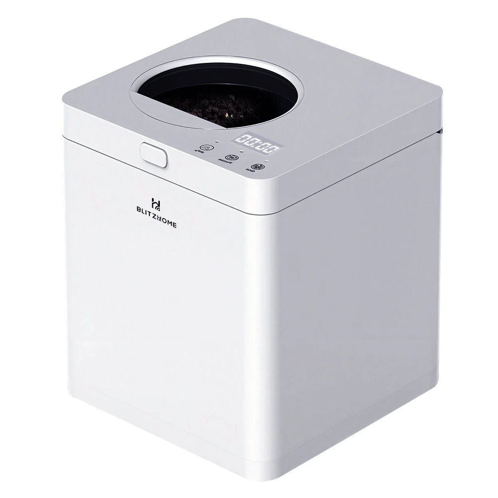 BlitzHome® HQD-260-Plus Compact Kitchen Waste Composter 2.5L with Visible & Odor-Free Design 3 Modes Quiet Operation Rapid Food Waste to Fertilizer Conversion
