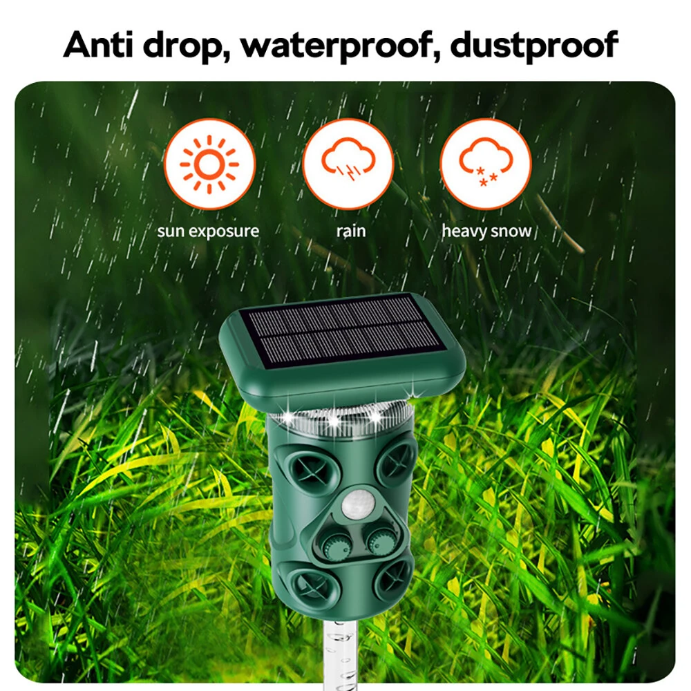 1200mAh Ultrasonic Solar Powered Outdoor Rat Bird Repellent LED Strobe Ultrasonic Outdoor Mouse and Bird Repellent Solar / USB Dual Power Supply
