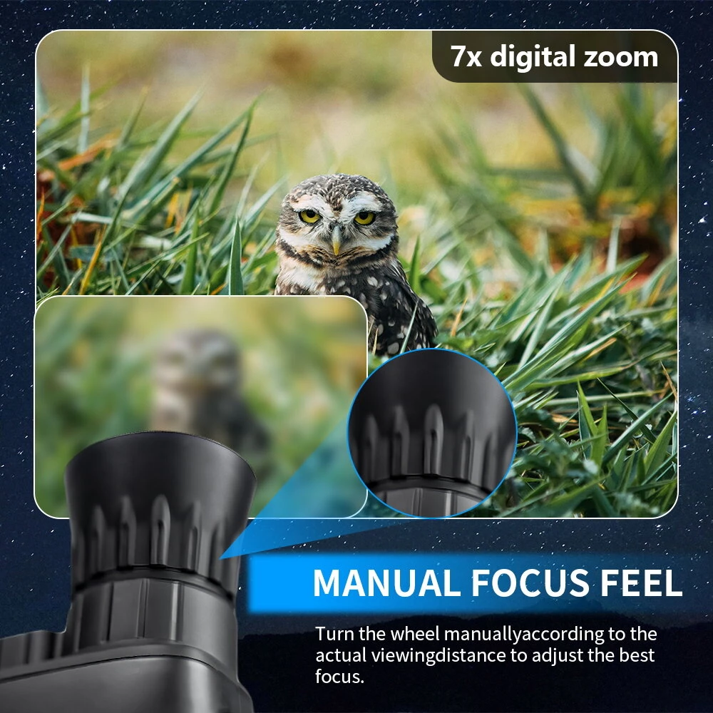 IPRee Infrared Optical Night Vision Monocular With 2000mAh Rechargeable Battery 7X Zoom Digital 2.7K 48MP Outdoor Telescope Camera for Hunting Camping