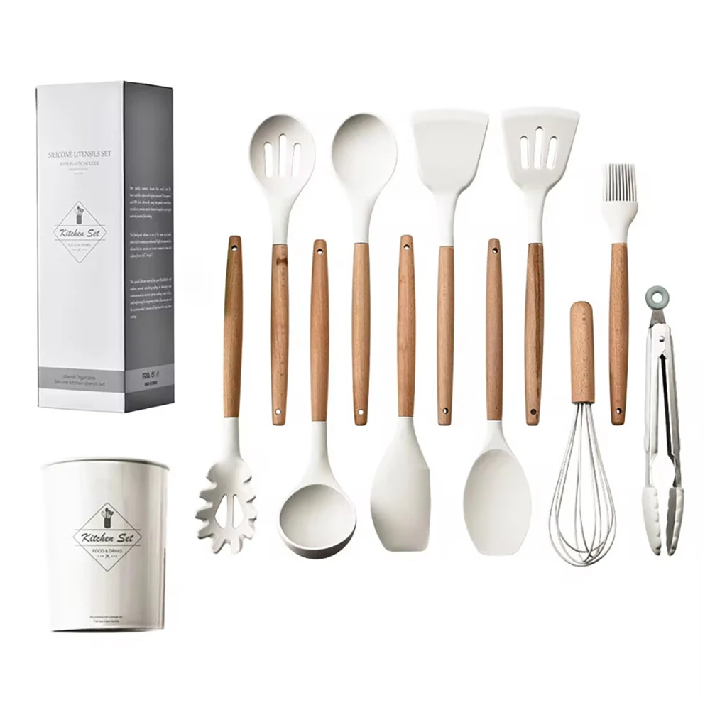 12PCS Food Grade Silicone Kitchenware Cutlery Turner Spatula Measuring Spoon Practical Cooking Tools Kitchen Cutlery Set
