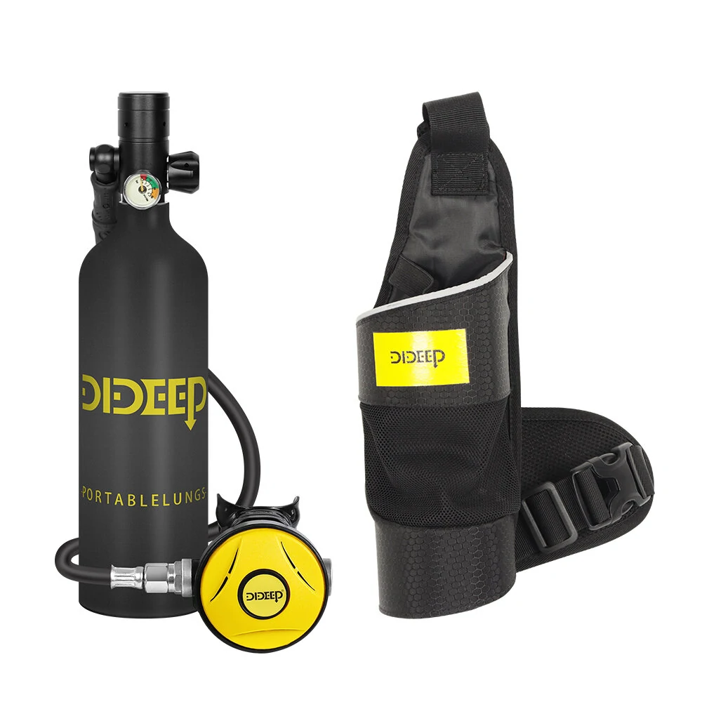 [EU Direct] DIDEEP Portable 1L Mini Scuba  Air Oxygen Tank Underwater Diving Set/Equipment Oxygen Cylinder Snorkel Equipment Automatic Air Compressor Optional