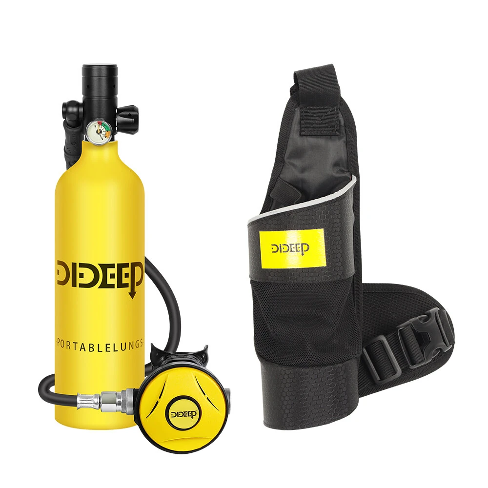 [EU Direct] DIDEEP Portable 1L Mini Scuba  Air Oxygen Tank Underwater Diving Set/Equipment Oxygen Cylinder Snorkel Equipment Automatic Air Compressor Optional