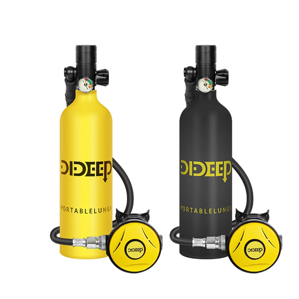 [EU Direct] DIDEEP Portable 1L Mini Scuba  Air Oxygen Tank Underwater Diving Set/Equipment Oxygen Cylinder Snorkel Equipment Automatic Air Compressor Optional