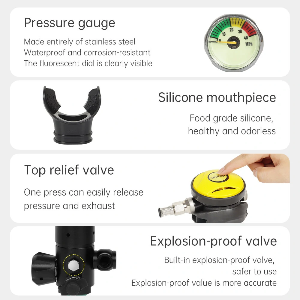 [EU Direct] DIDEEP Portable 1L Mini Scuba  Air Oxygen Tank Underwater Diving Set/Equipment Oxygen Cylinder Snorkel Equipment Automatic Air Compressor Optional