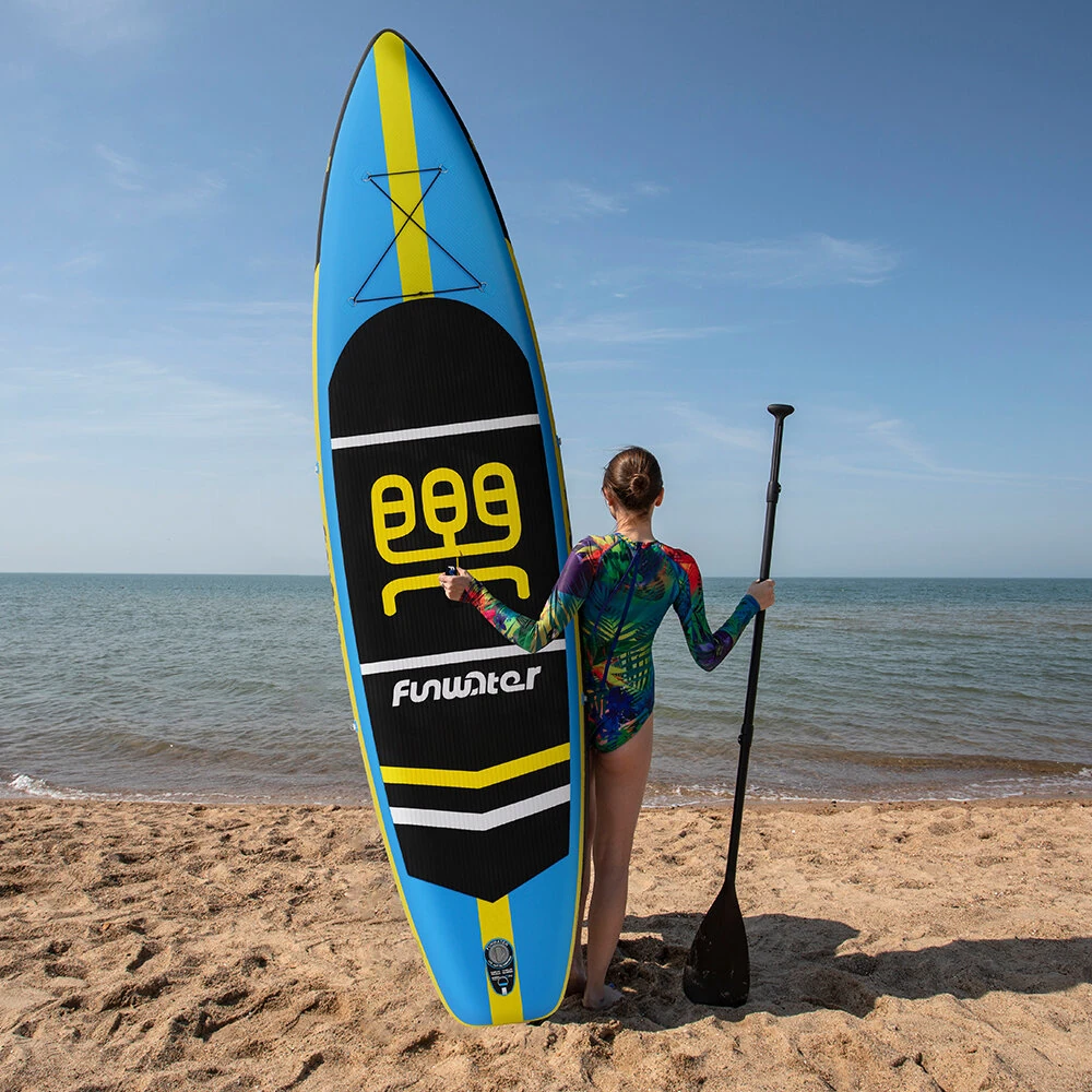 [EU Direct] FunWater Inflatable Stand Up Surfboard Paddle Board 11*33*6Inch With Air Pump Paddle Bag Waterproof Bag Safety Rope SUPFW03A