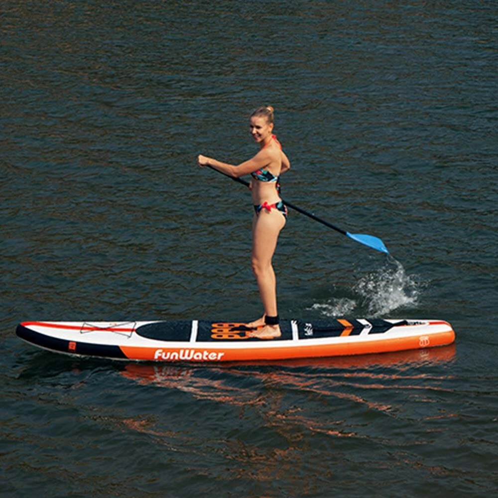 [EU Direct] FunWater Inflatable Stand Up Surfboard Paddle Board 11*33*6Inch With Air Pump Paddle Bag Waterproof Bag Safety Rope SUPFW03A