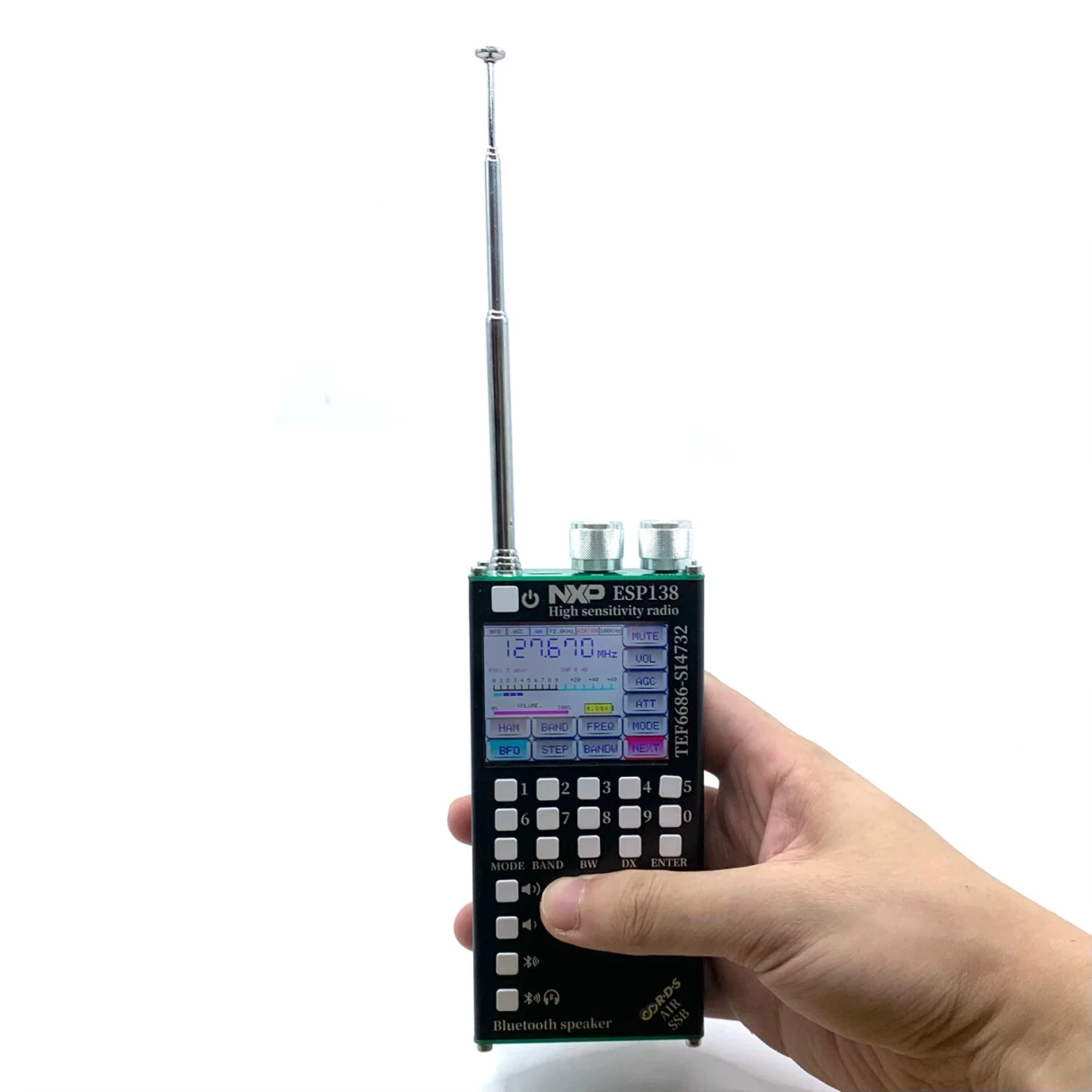 AMNVOLT SI4732 TEF6686 Dual-system Full-Band Radio FM AM SSB Air Band Receiver + TEF6686 FM Receiver 2-in-1 Handheld Radio with Bluetooth