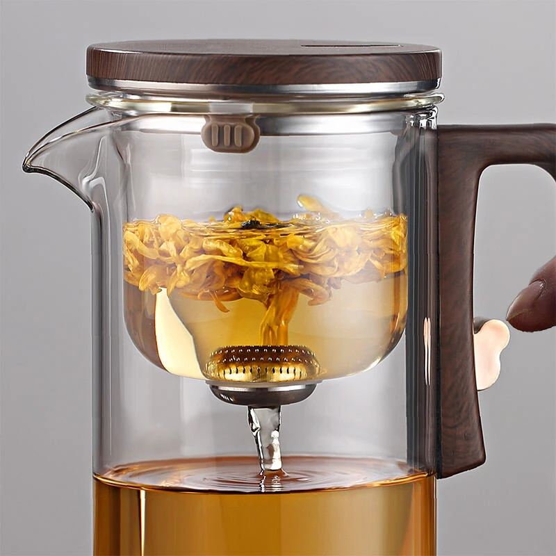 520ML/720ML Household Tea Brewing Tea Leaves Separation Full Glass Heat-Resistant Filter Tea Making Artifact Magnetic Suction Tea Brewing Cup