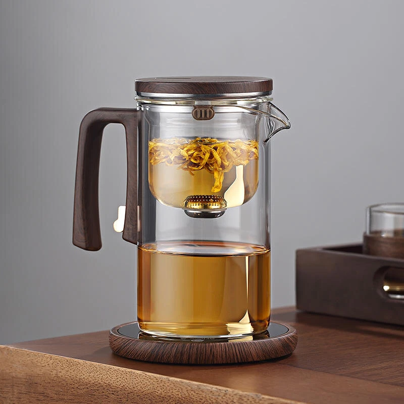 520ML/720ML Household Tea Brewing Tea Leaves Separation Full Glass Heat-Resistant Filter Tea Making Artifact Magnetic Suction Tea Brewing Cup