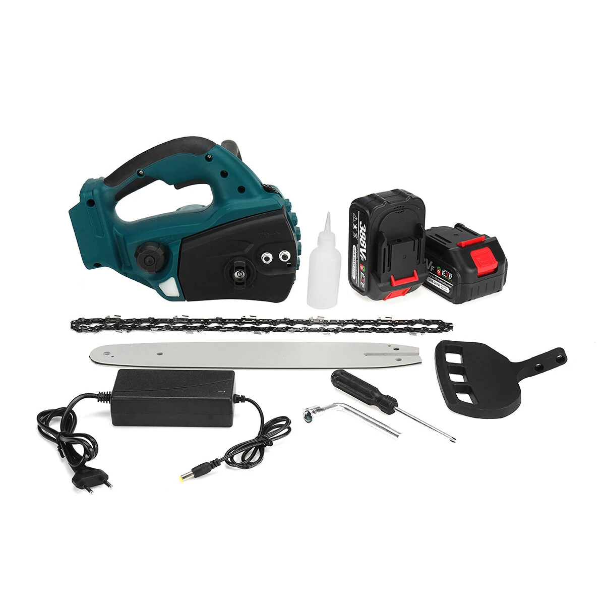 VIOLEWORKS 5000W 10 Inch Portable Electric Chain Saw Pruning Chain Saw Rechargeable Woodworking Power Tools Wood Cutter W/ 1/2 Battery EU Plug