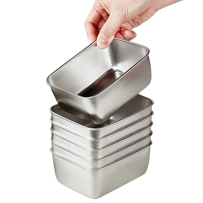 6Pcs/set Sealed Storage Box Set with Lid 316 Stainless Steel Fresh-Keeping Box Vegetables Fresh Refrigerator Food Kitchen Organizer Storage Container Crisper