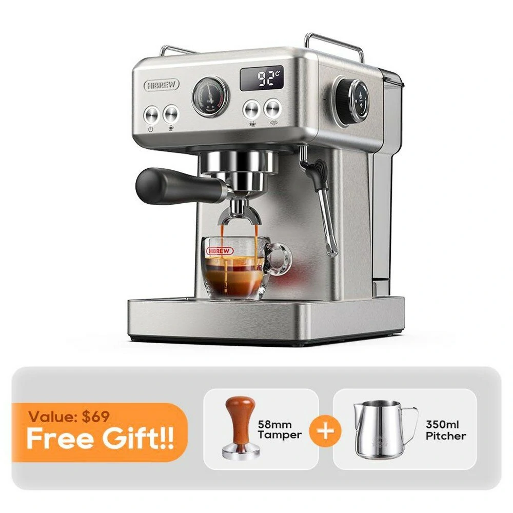 [EU Direct] HiBREW H10A 19Bar Semi Automatic Espresso Coffee Machine Temperature Adjustable 58mm Portafilter Cold/Hot Coffee Maker