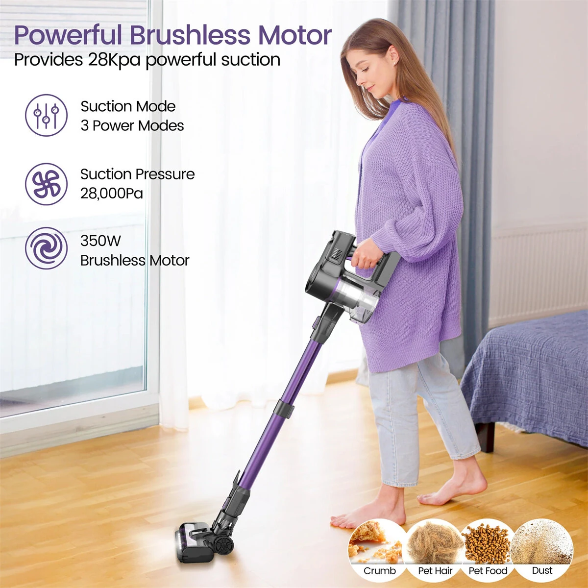 [EU Direct] INSE YOMA S11PRO Cordless Vacuum Cleaner 350W Brushless Motor 28KPA Suction Lightweight Design for Pet Hair 50 Min Runtime LED Crevice Tool