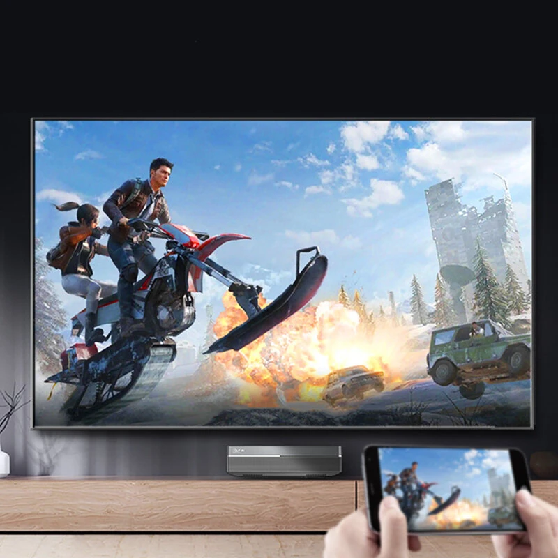 [Chinese Version]Changhong D6MAX 4K HDR10 DLP Projector 3500ANSI Lumens 3GB RAM 32GB ROM 3D MEMC Home TV Theater Support Eight-point Keystone Correction AI Voice Remote Control Wireless Screen Casting Built-in Dual Speakers Smart Home Cinema Projector