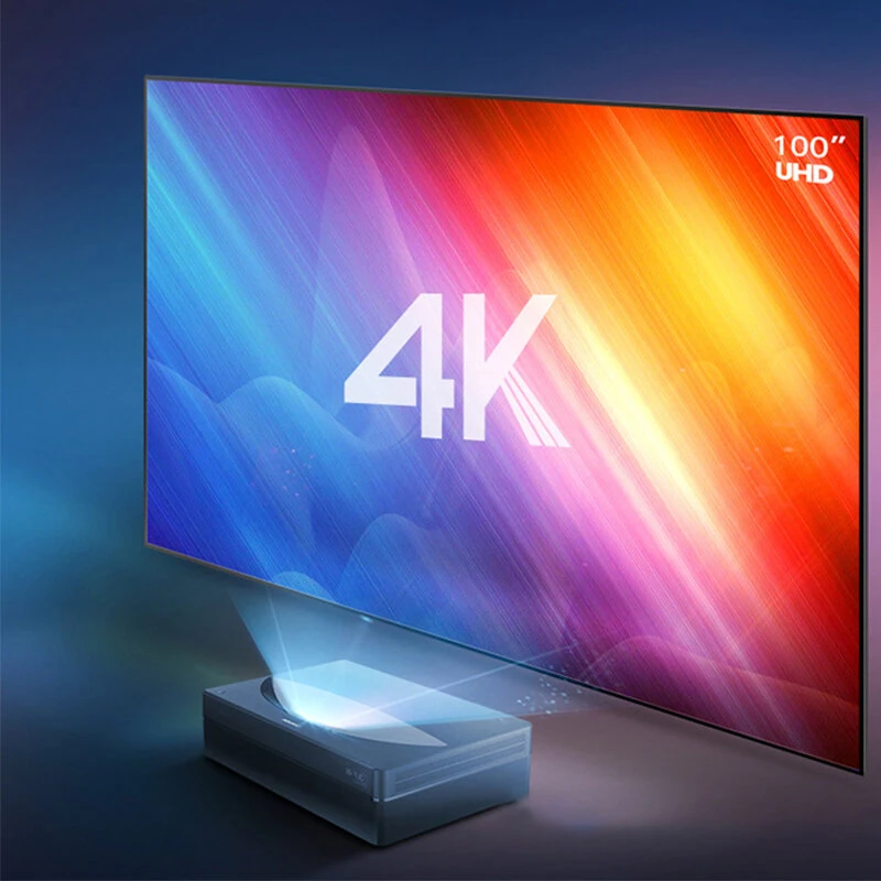 [Chinese Version]Changhong D6MAX 4K HDR10 DLP Projector 3500ANSI Lumens 3GB RAM 32GB ROM 3D MEMC Home TV Theater Support Eight-point Keystone Correction AI Voice Remote Control Wireless Screen Casting Built-in Dual Speakers Smart Home Cinema Projector