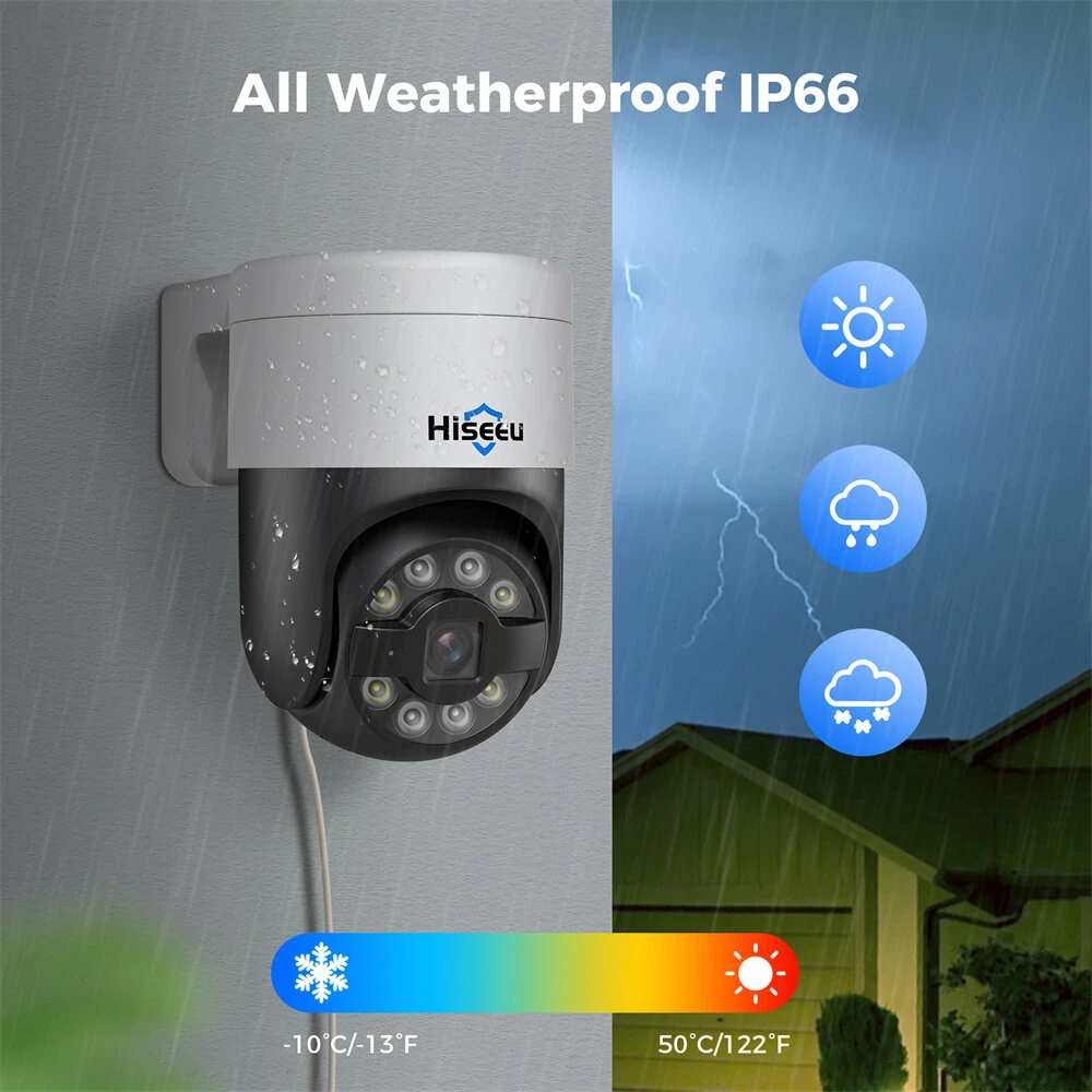 Hiseeu PK-4YHD985 5MP WiFi IP Camera AI Human Tracking Two-Way Audio Spotlight Alarm 270° Pan 90° Tilt IP66 Waterproof PoE Indoor Outdoor Security System EU Plug