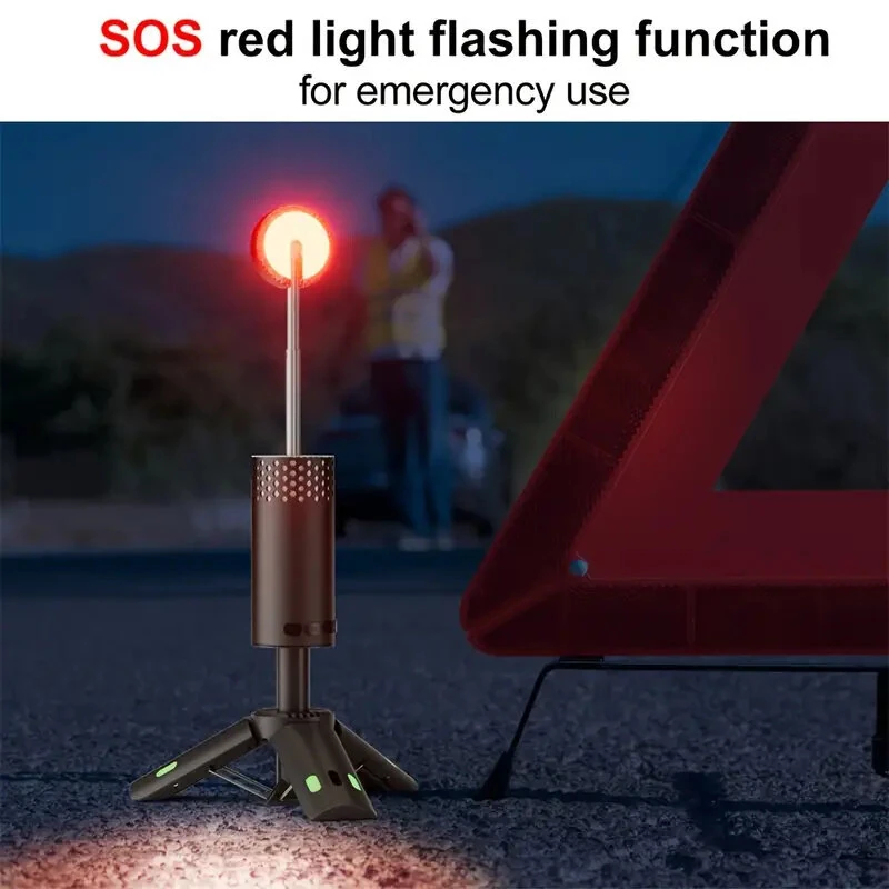 Bikight YL-301 Height Adjustable Telescopic Camping Light 10000mAh USB Rechargeable Portable LED Work Light Magnet Tripod Base Tent Telescopic Camping Lantern