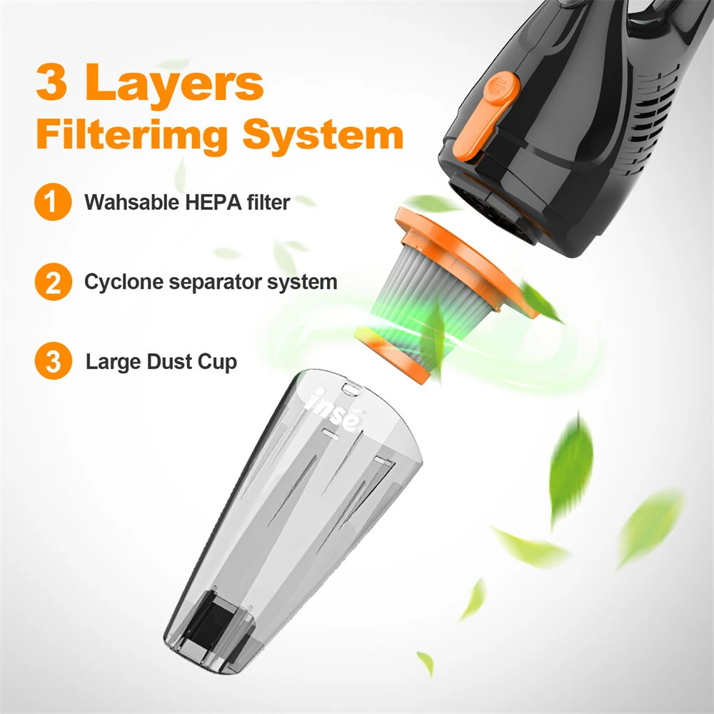 [EU Direct] INSE R3S Vacuum Cleaner Corded Stick  Powerful Suction 400W Motor Multipurpose 3 in1 Handheld Vacuum Cleaner