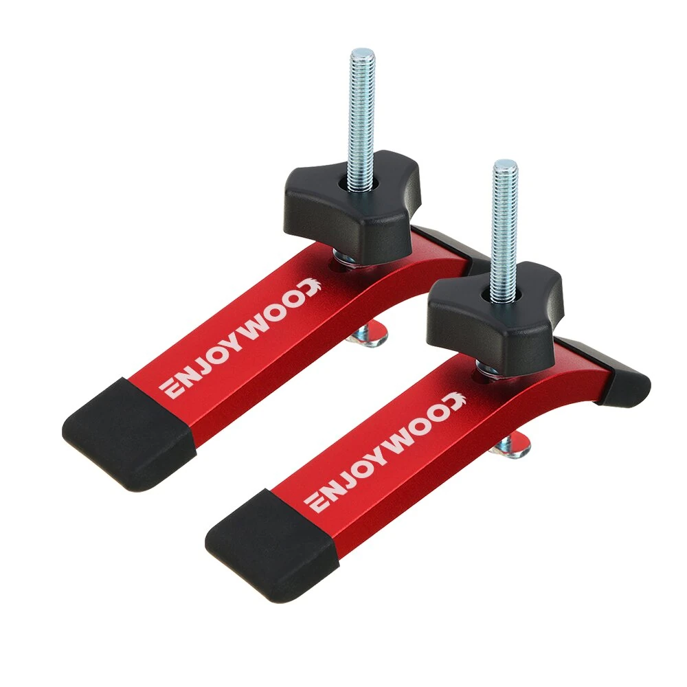 2 Pack ENJOYWOOD Quick Acting T Track Hold Down Clamps with T bolts and Silder Aluminum Alloy Woodworking Clamps for Routers Drill Presses CNC Table Saws