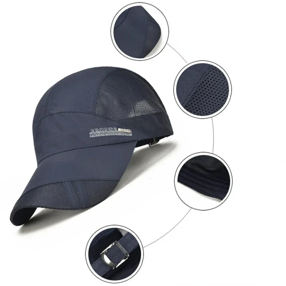 Men Lightweight Quick Dry Breathable Baseball Cap Cool Mesh Outdoor Sports Sun Protection Duckbill Cap for Summer Running Fishing Riding Travel