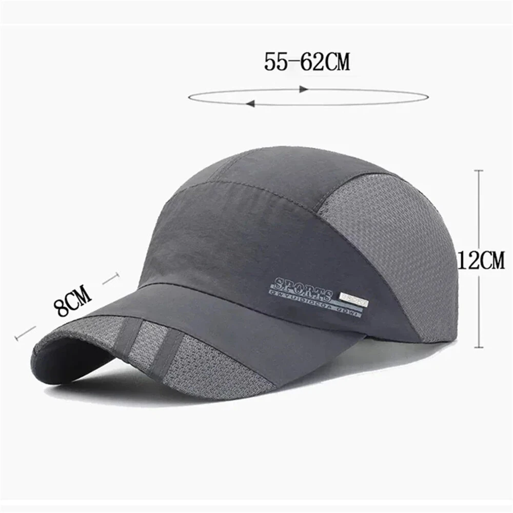 Men Lightweight Quick Dry Breathable Baseball Cap Cool Mesh Outdoor Sports Sun Protection Duckbill Cap for Summer Running Fishing Riding Travel