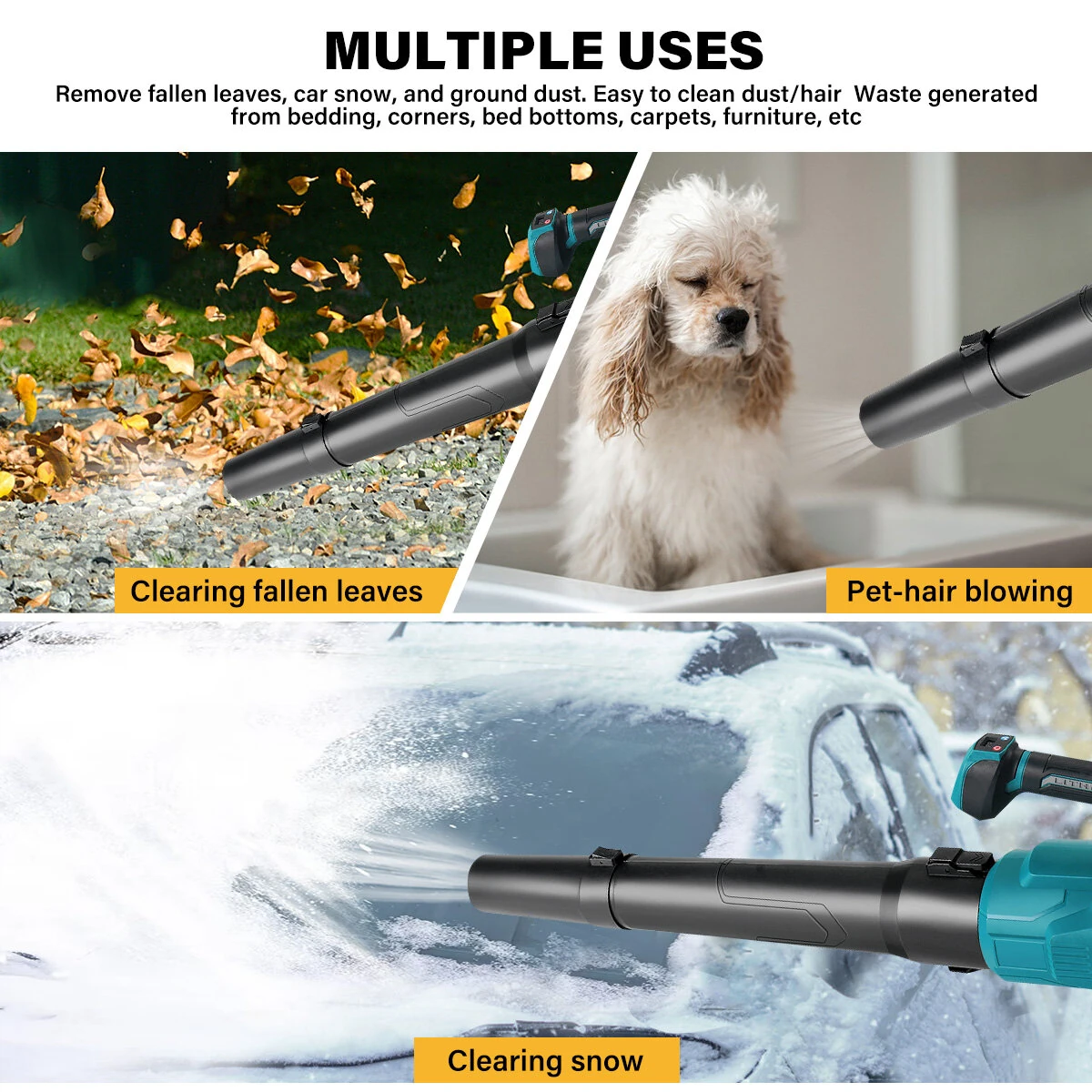 Drillpro Brushless Motor Electric Turbo Blower 3 Gears 25000rpm 60M/S Air Speed for 20V Battery Leaf Blower Garden Tools