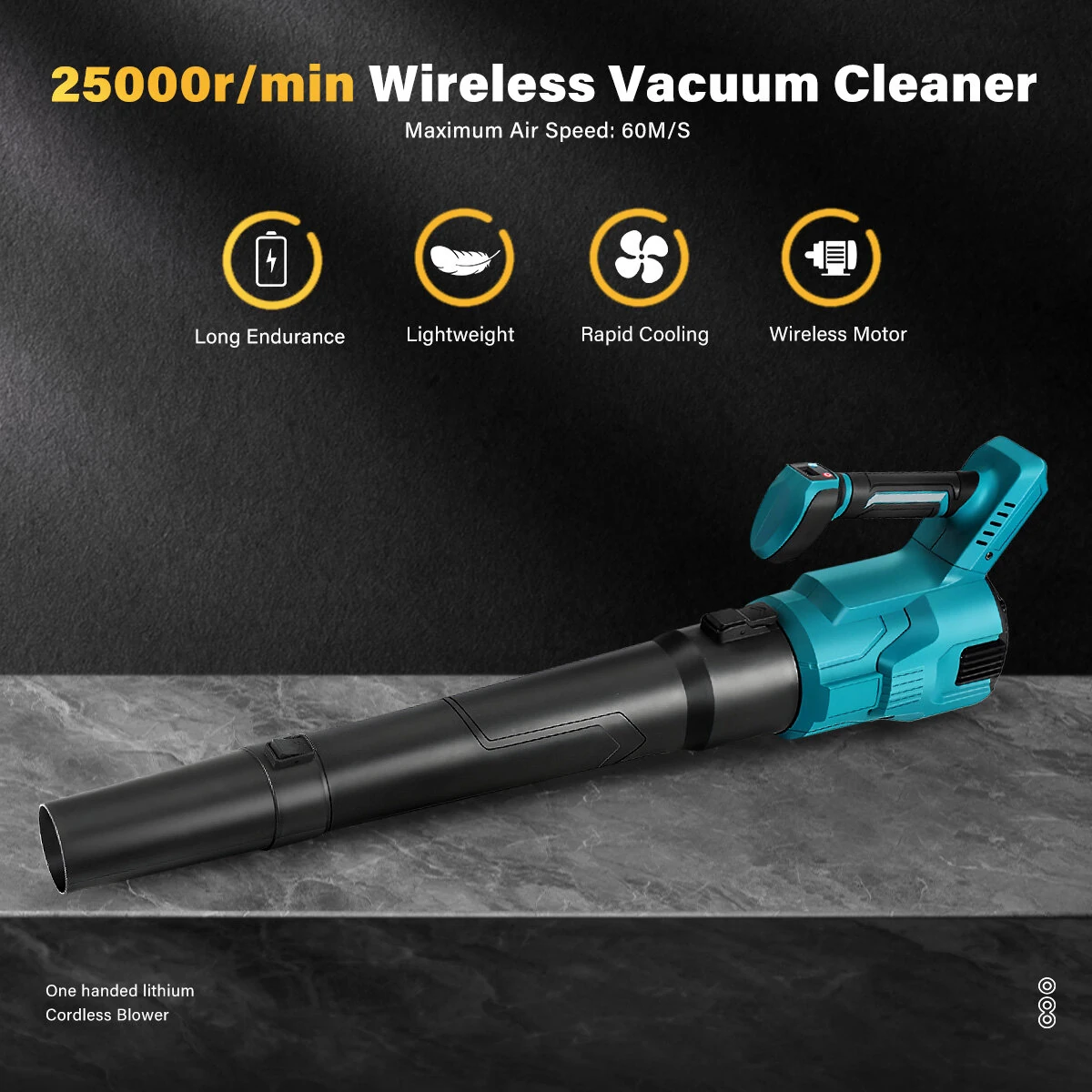 Drillpro Brushless Motor Electric Turbo Blower 3 Gears 25000rpm 60M/S Air Speed for 20V Battery Leaf Blower Garden Tools