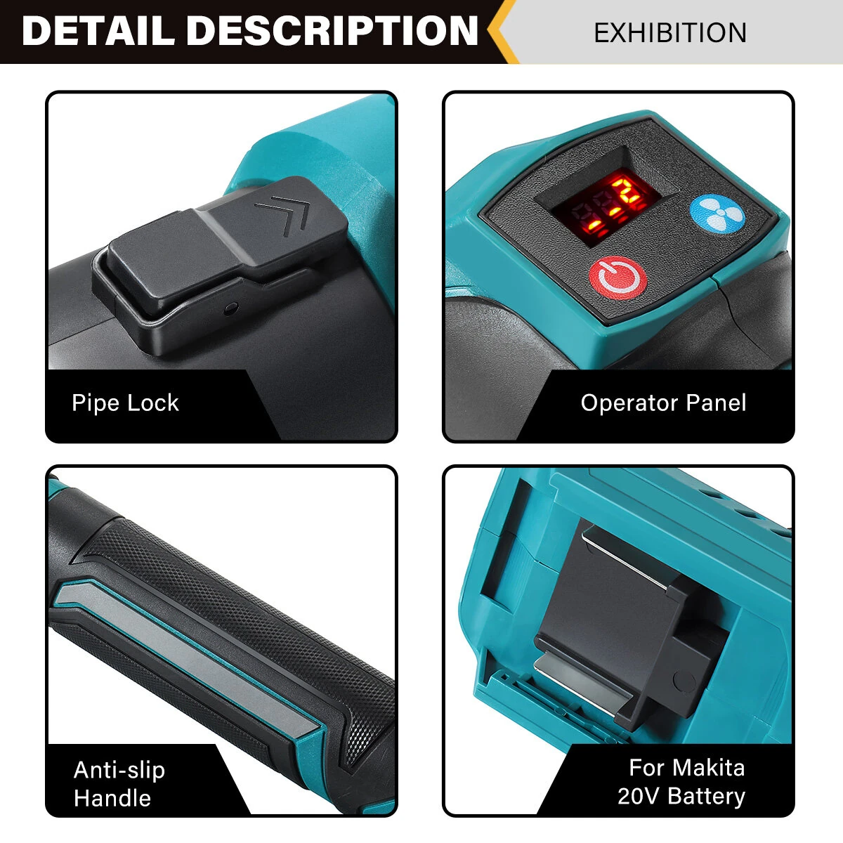 Drillpro Brushless Motor Electric Turbo Blower 3 Gears 25000rpm 60M/S Air Speed for 20V Battery Leaf Blower Garden Tools