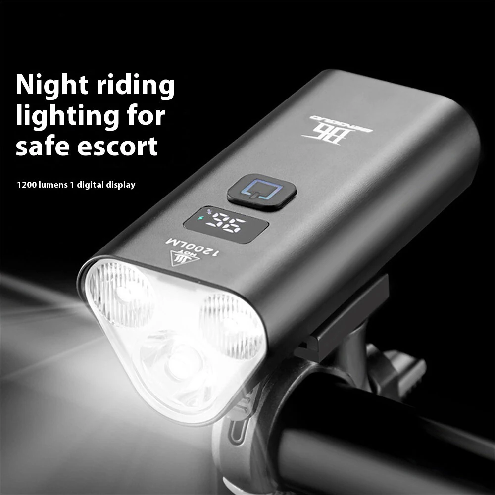 BENGGUO 1200LM Bike Headlight 6 Cycling Flash Lamp Light Modes Aluminum Alloy Waterproof Type-C Charging Bicycle Front Light for MTB Riding