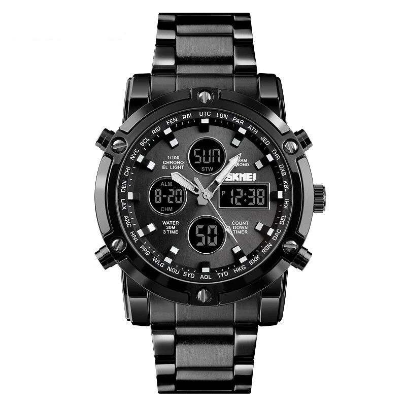SKMEI Men's Sport Digital Watches Fashion Stopwatch Dual Display Watch 3 Time Countdown Wrist Watch