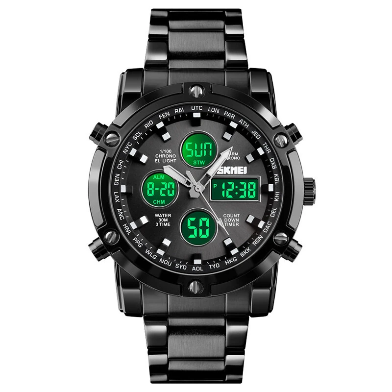 SKMEI Men's Sport Digital Watches Fashion Stopwatch Dual Display Watch 3 Time Countdown Wrist Watch