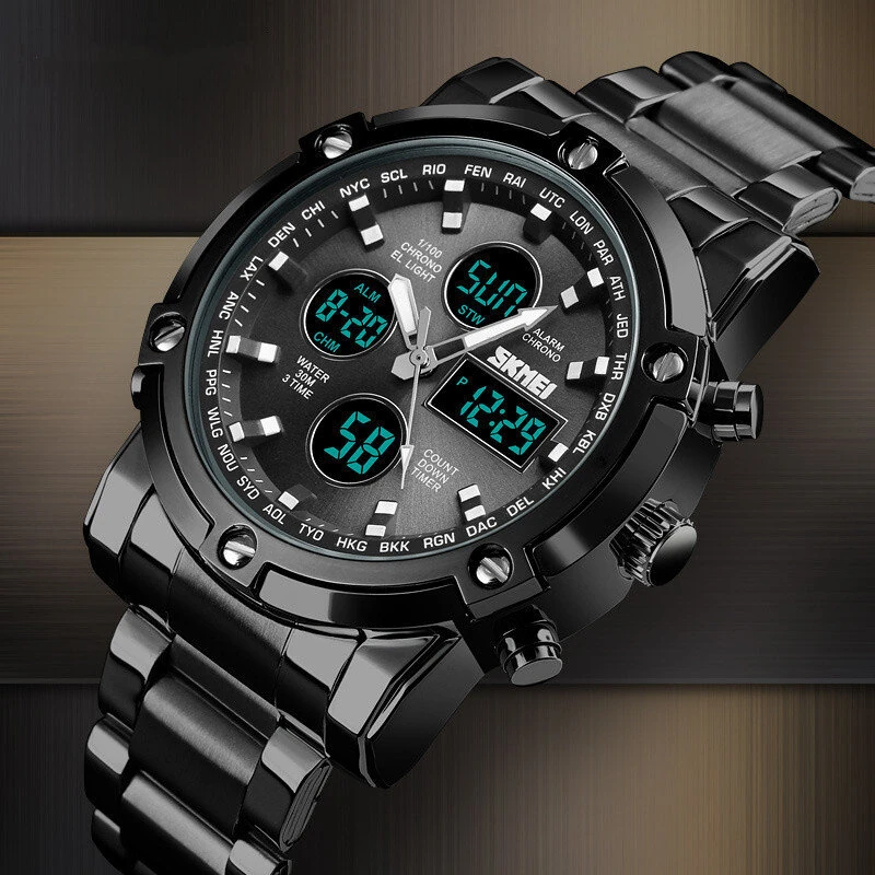SKMEI Men's Sport Digital Watches Fashion Stopwatch Dual Display Watch 3 Time Countdown Wrist Watch